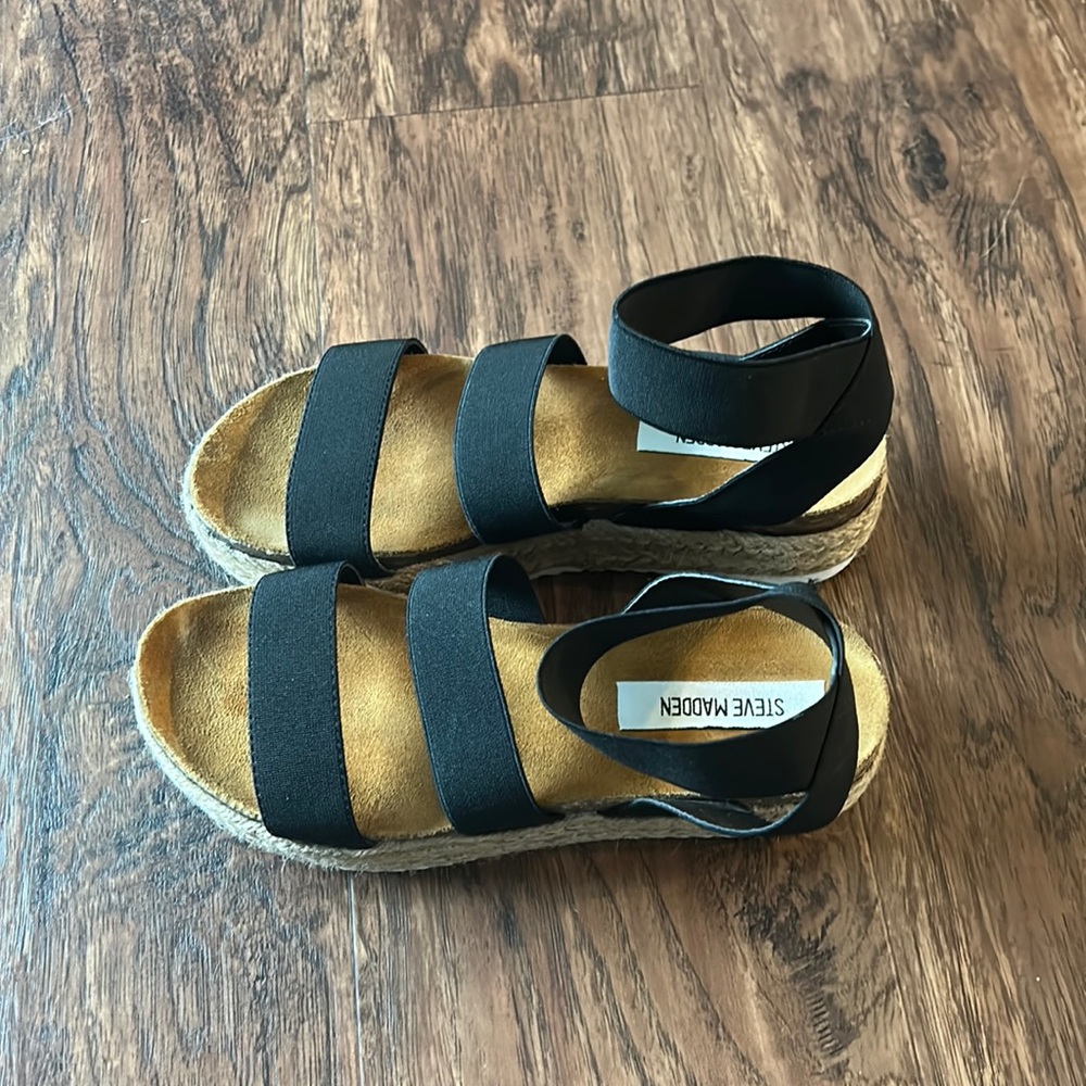 Steve Madden Black Sandals, Size 8